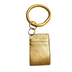 Gold Leather Key & Card Holder